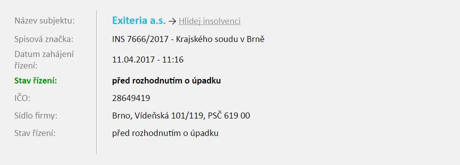 MT nbytek v insolvennm rejstku